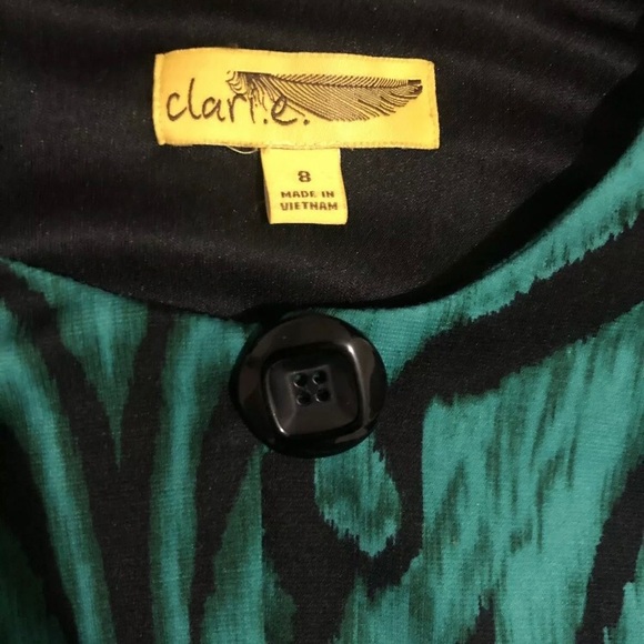 Clari.e Women's 8 Green Black Shrug Psychedelic - Picture 3 of 7